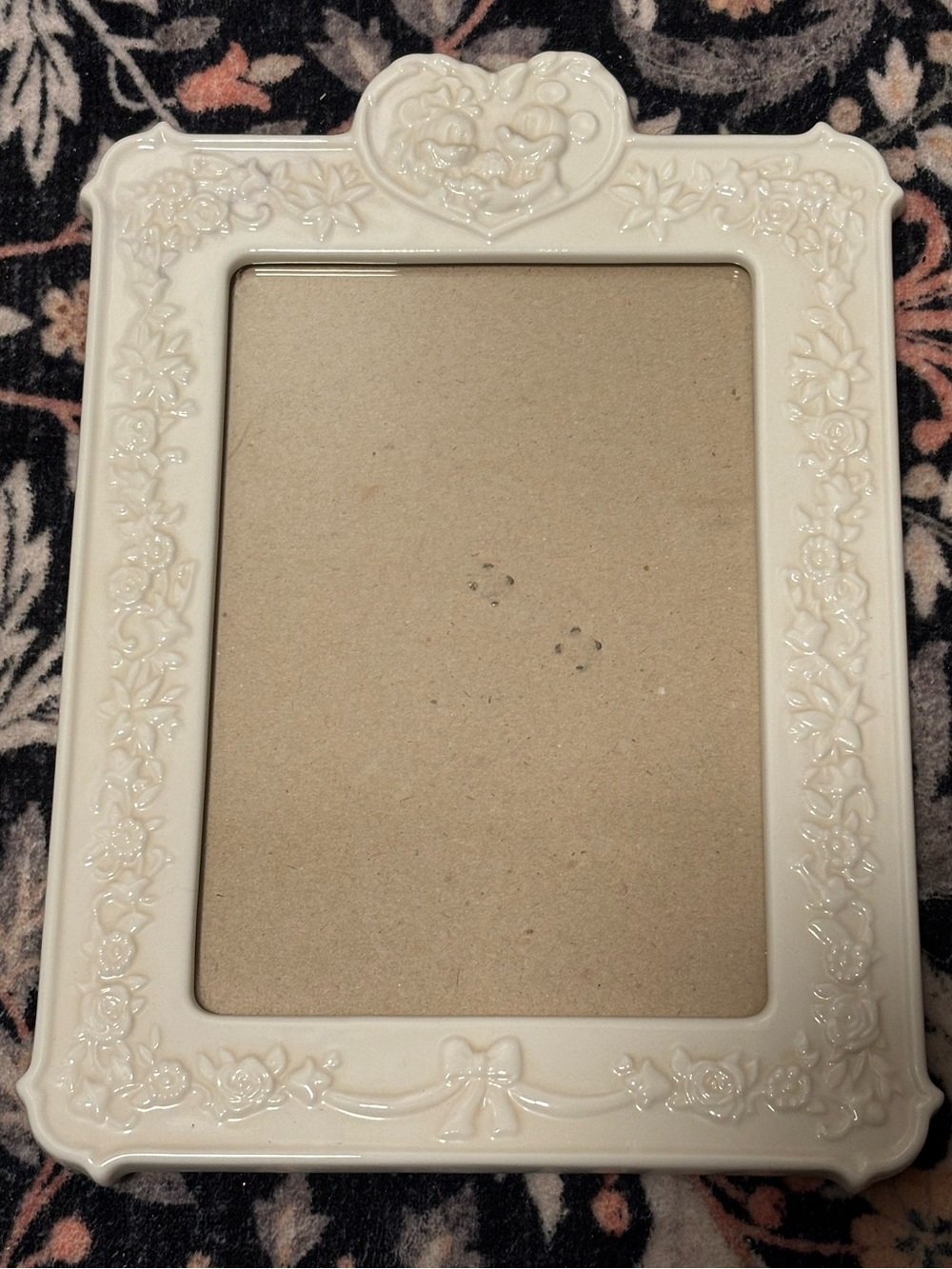 Disney Cream Floral Mickey and Minnie Photo 5x7 Frame